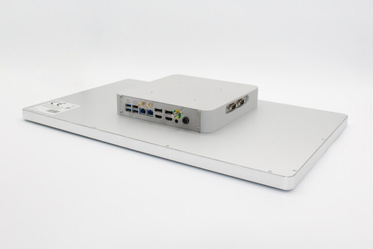Werth Systems PXE 2450 Panel PC back view angle ports and connectors