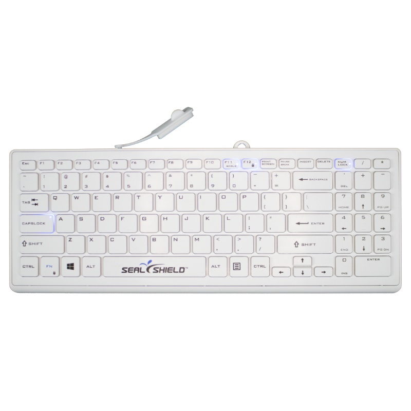 Seal Shield Cleanwipe Pro 101 Waterproof and Ergonomic Keyboard full view open port